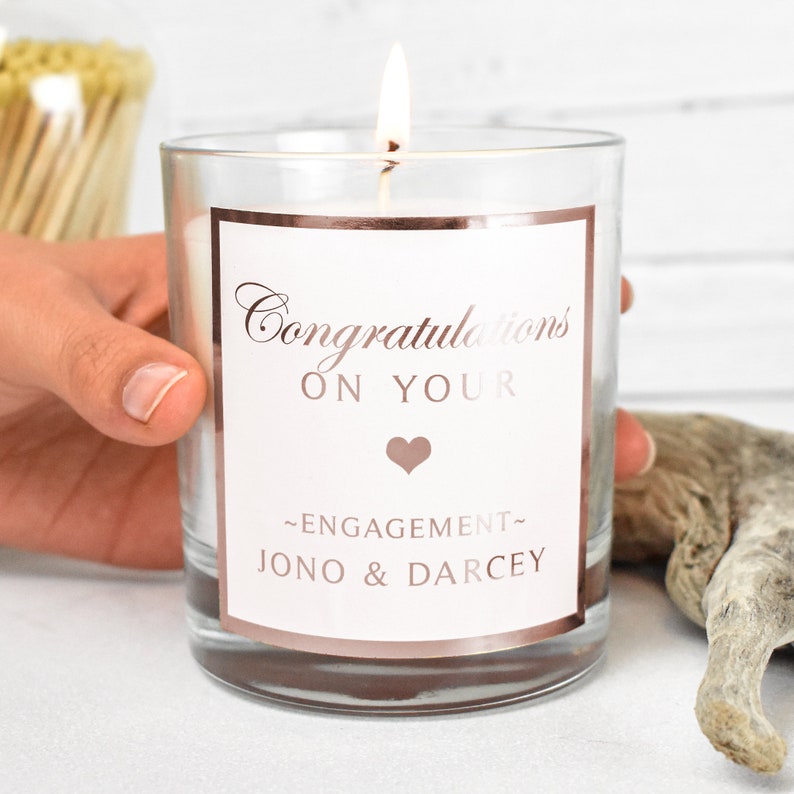Candle Personalised Candle Congratulations Engagement Gift Etsy