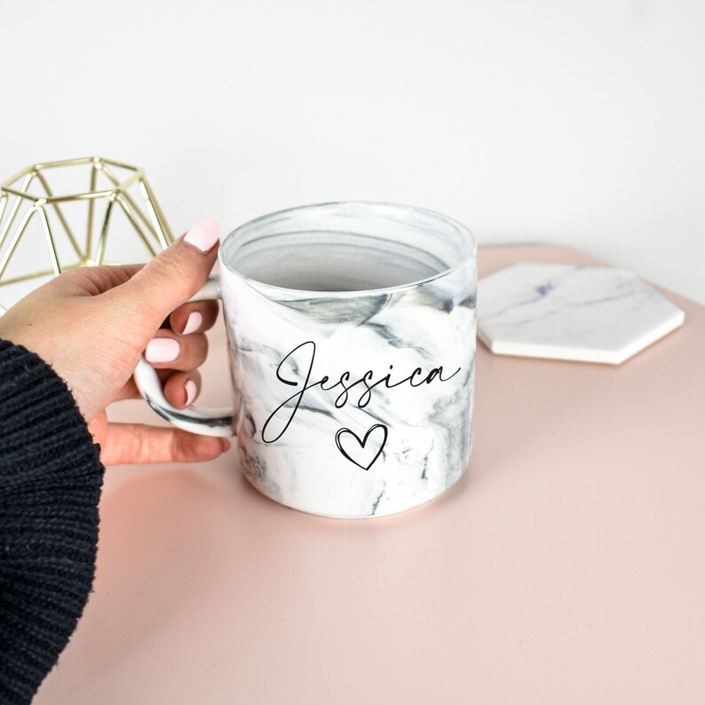 Personalised Marble Mug, Bridesmaid Mug, Custom Name Mug, Personalised Office Mug, Name Mug, Coffee Mug, Gift for Her, Marble Homeware 画像 4