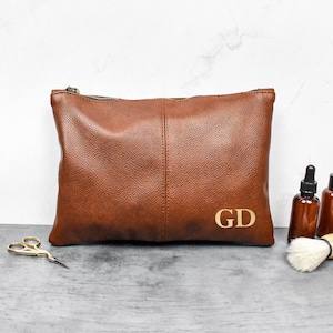 Personalised Dad Washbag, Father Wash Bag, Daddy Gifts, Christmas Dad Gift, Leather Look Wash Bag, Initial Washbag, Beard Gift, Men&#39;s Gift