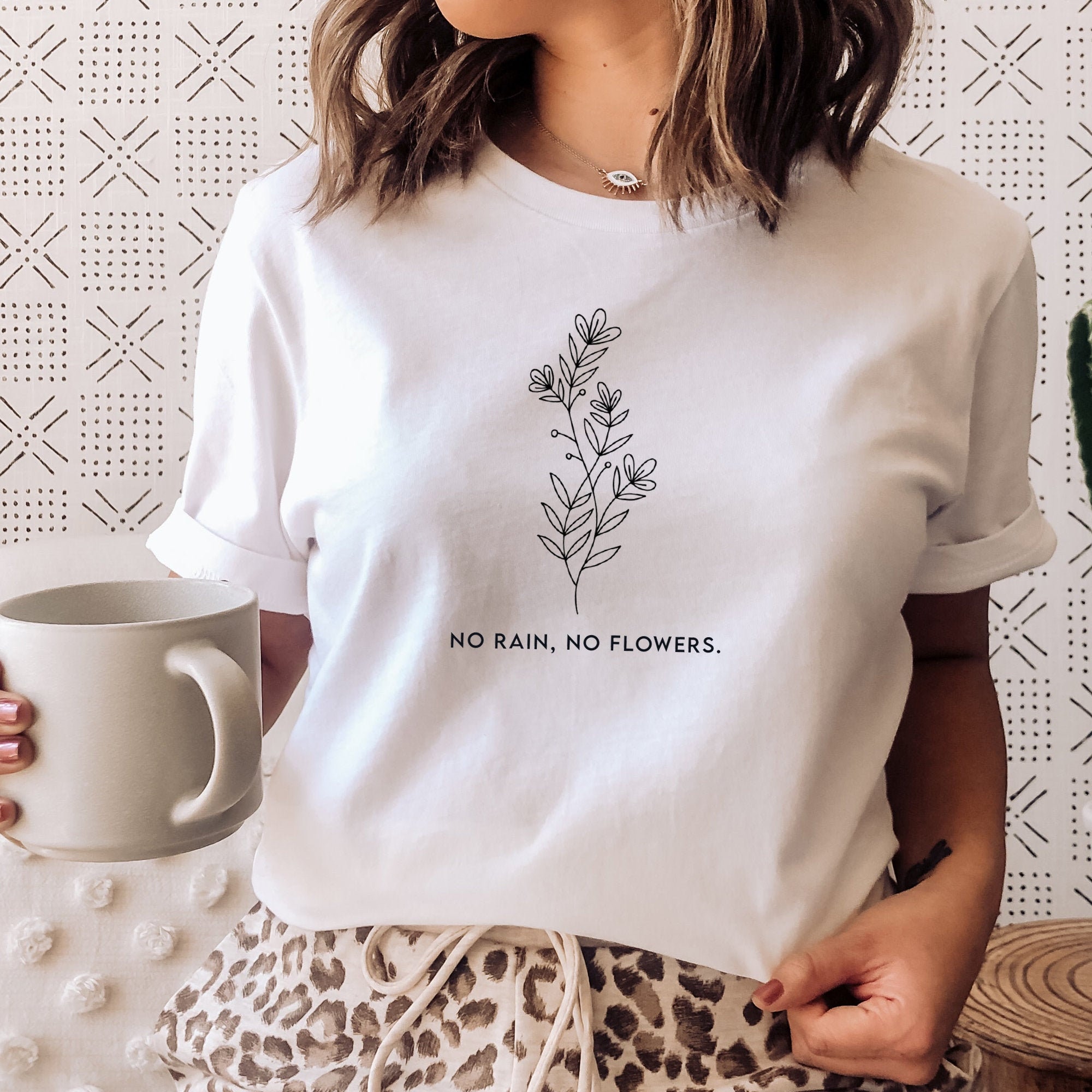 Beauty in Simplicity Flower Design Positivity Quote T Shirt-RT