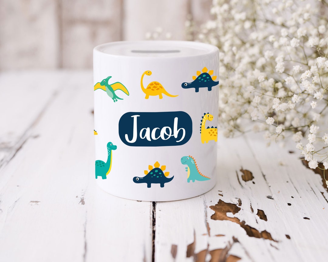 Personalised Dinosaur Money Box Personalised Piggy Bank Etsy