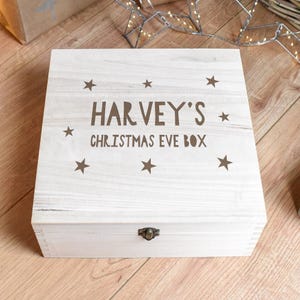 Personalised Kids Christmas Eve Box, Christmas Eve Wood Box, Kids Christmas Eve Crate, Child Xmas Box, Wooden Crate, Engraved Box, Xmas Box