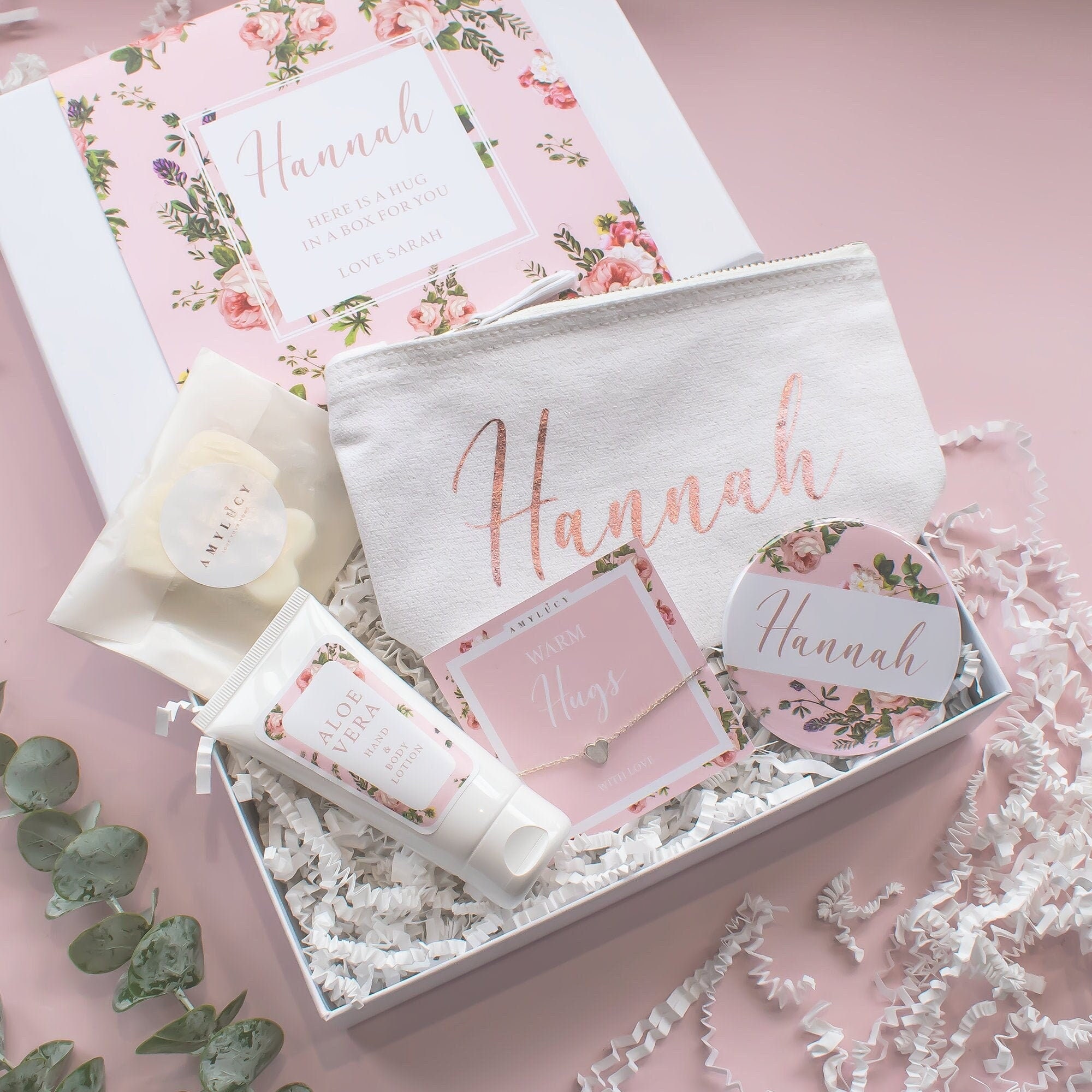 Personalised Hug in a Box Gift Box, Self Care Gift, Personalised Filled Wellness Box, Thank You Gifts, Filled Gift Box, Pamper Box Hamper