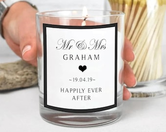 Mr and Mrs Personalised Rose Gold Candle, Wedding Gift Candle, Mr and Mrs Gifts, Small Wedding Gift, Rose Gold Wedding Gift, Couple Gifts,