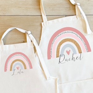 Personalised Rainbow Aprons. Mother Daughter Rainbow Apron, Matching Aprons, Rainbow Gift, Rainbow Cooking Apron, Baking Gift