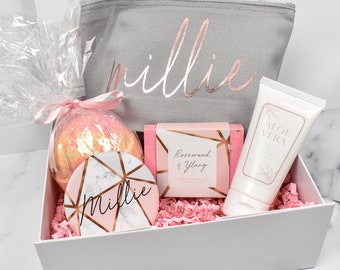 Personalised Happy Birthday Gift Box Filled, Rose Gold Best Friend Gift Box, Beauty Filled Gift Boxes, Thinking of You, Happy Birthday