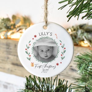 Personalised Baby 1st Christmas Bauble, Baby Christmas Ornament, My First Christmas, Baby Photo Bauble, New Baby Xmas, Christmas Gift,