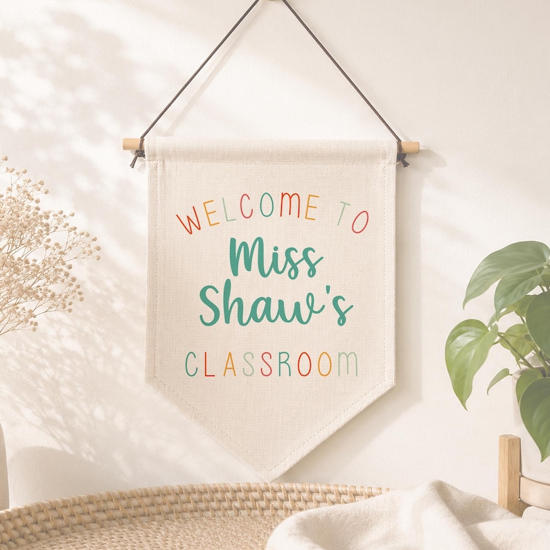 Personalised Teacher Class Room Flag, Teacher Gift, Personalised Teacher Gifts, Teacher Classroom Flag, Classroom Decor, Teacher Flag, Decor image 1