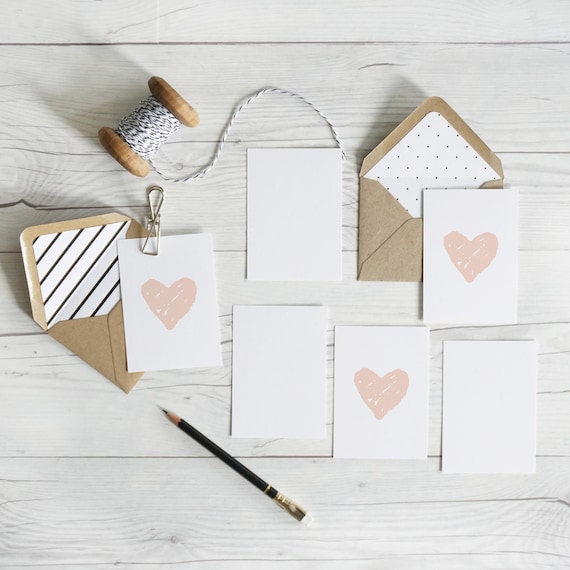 Blush heart luxury mininote notecard