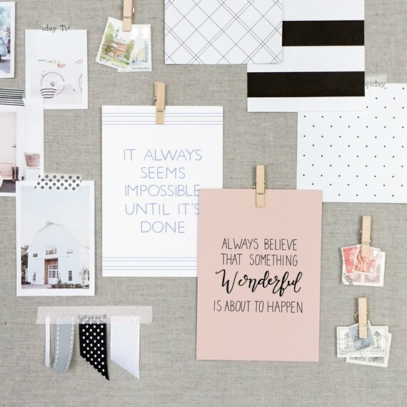 Inspirational Sayings, hand lettered quote cards with stand // Set of 12