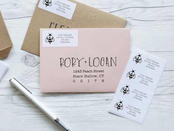 Bumble Bee, personalised return address labels