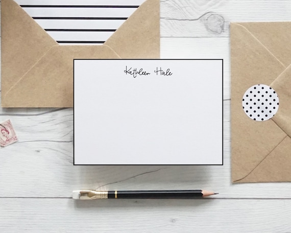 Personalised hand lettered luxury notecards, Kathleen style