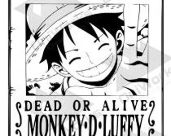 Póster de Luffy buscado en formato SVG / Diseño de recompensa de anime / Grabado láser, archivo CNC (descarga digital)