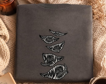 Dark Gothic Embroidered T-Shirt | Charcoal Horror Tee