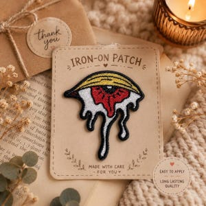 Melting Eye Patch – Embroidered Iron-On Patch – Trippy Dripping Applique
