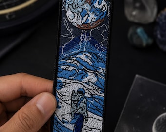 Astronaut Mountain Patch | Cosmic Explorer Iron On Embroidery