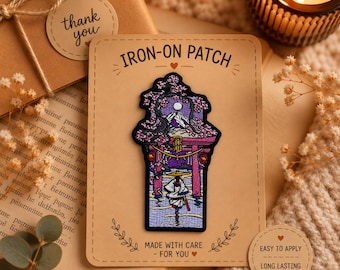 Japanese Torii Gate Patch | Sakura Mountain Anime Style Embroidery