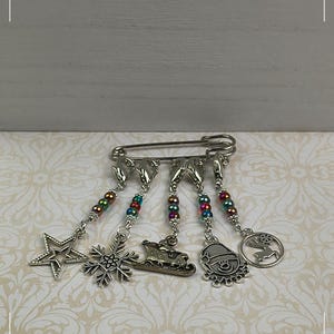 Conjunto de 5 Marcadores de Pontos com Miçangas para Tricô, Crochê e Decoração Festiva | Decoração com Miçangas