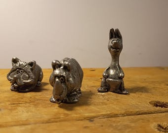 Michael Richer - Lot de 3 figurines animaux en étain