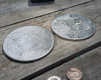 Paire de sous-verres vintage Duck Leonard Hong Kong