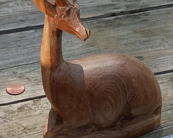 Statue de gazelle africaine MCM sculptée à la main