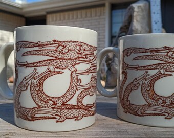 Paire de tasses vintage Naughty Crocodiles Taylor et NG