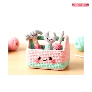 Patroon amigurumi-haakgereedschapset | Kawaii-toolbox, hamer, moersleutel (digitale download)