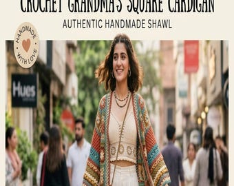 Granny Square Cardigan Crochet Pattern | Boho Fringe Festival Jacket (Digital Download)