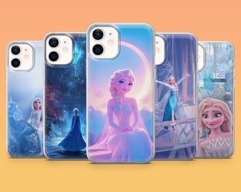 Frozen Elsa Phone Case Snow Queen Ice Magic Cover for iPhone 17, 17Pro, 17Pro Max, 16, 15, 14, 13, 12, Samsung S26, S25, A16, Pixel 10, 9A