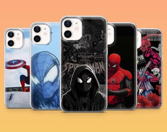 Spider Man Phone Case Peter Parker SpiderVerse Cover for iPhone 17, 17Pro Max, 16, 15, 14, 13, 12, Samsung S26, S25, A16, Pixel 10, 9, 8