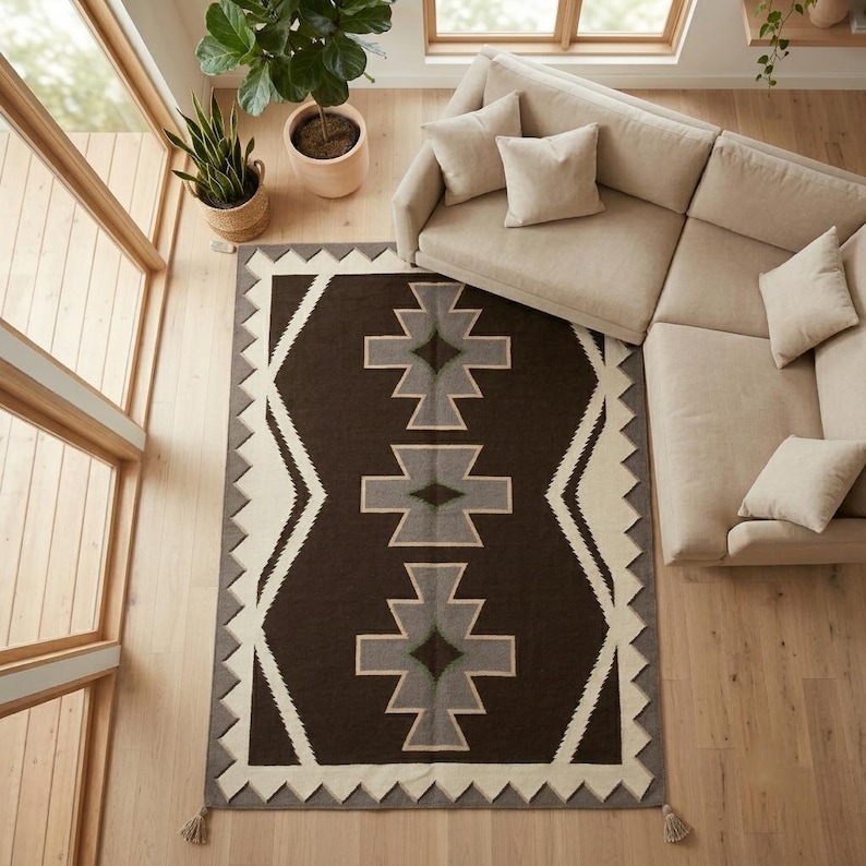 Small Western Rugs Handwoven Southwestern Tribal Rug | Navajo Style Wool Kilim Rug ...