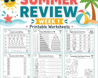 Kindergarten Summer Review Week 1 | No Prep Math Phonics Reading  Activitie