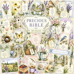 Kit per il diario delle promesse bibliche, pacchetto di materiale effimero sulle Scritture, articoli per il diario creativo sulla fede, etichette stampabili sulla fede, kit per lo scrapbooking con articoli per il diario biblico