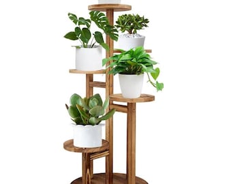 5 Tier Wood Plant Stand, Indoor Corner Shelf, Multi-tier Planter Holder (Brown)
