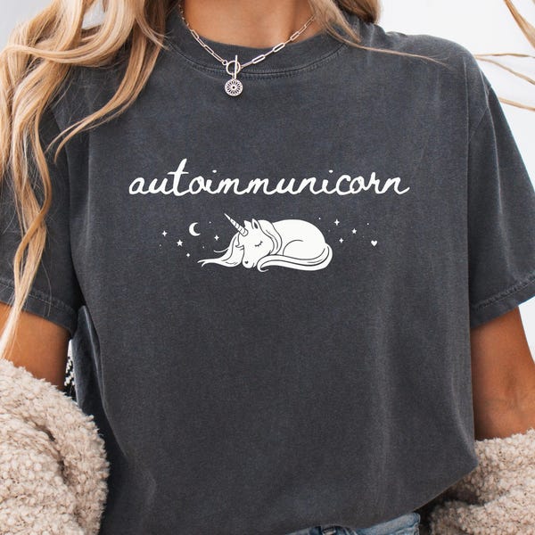 Autoimmunicorn Shirt Comfort Colors, Chronic Illness Spoonie Gift, EDS Fibromyalgia Tee, Funny Autoimmune Disease, Invisible Disability Tee