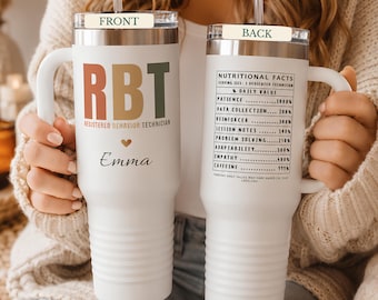 Vaso personalizado para técnico en comportamiento registrado (RBT), regalo personalizado para técnico en comportamiento, regalo de graduación para técnico en comportamiento registrado (RBT), taza de viaje para técnico, taza para terapeuta ABA, agradecimiento al técnico en comportamiento registrado (RBT).