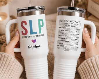 Gobelet SLP personnalisé, cadeau personnalisé orthophoniste, cadeau d'appréciation SLP, tasse orthophoniste, remise des diplômes orthophoniste, tasse cadeau SLP