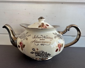 Rare Vintage Price Kensington bros Silver 25 Year Wedding Anniversary Teapot