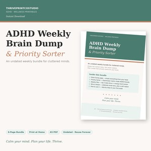 ADHD Weekly Brain Dump Planner | Priority Sorter Printable | Instant Download PDF | Undated Weekly Bundle for Adults