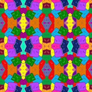 Patchwork Seamless Pattern PNG | Quilted Digital Paper | Colorful Fabric Print | Applique Pattern | Nursery Background | Seamless Tile