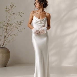satin ivory slip dress Harlan Satin Midi Dress in Cream Ivory