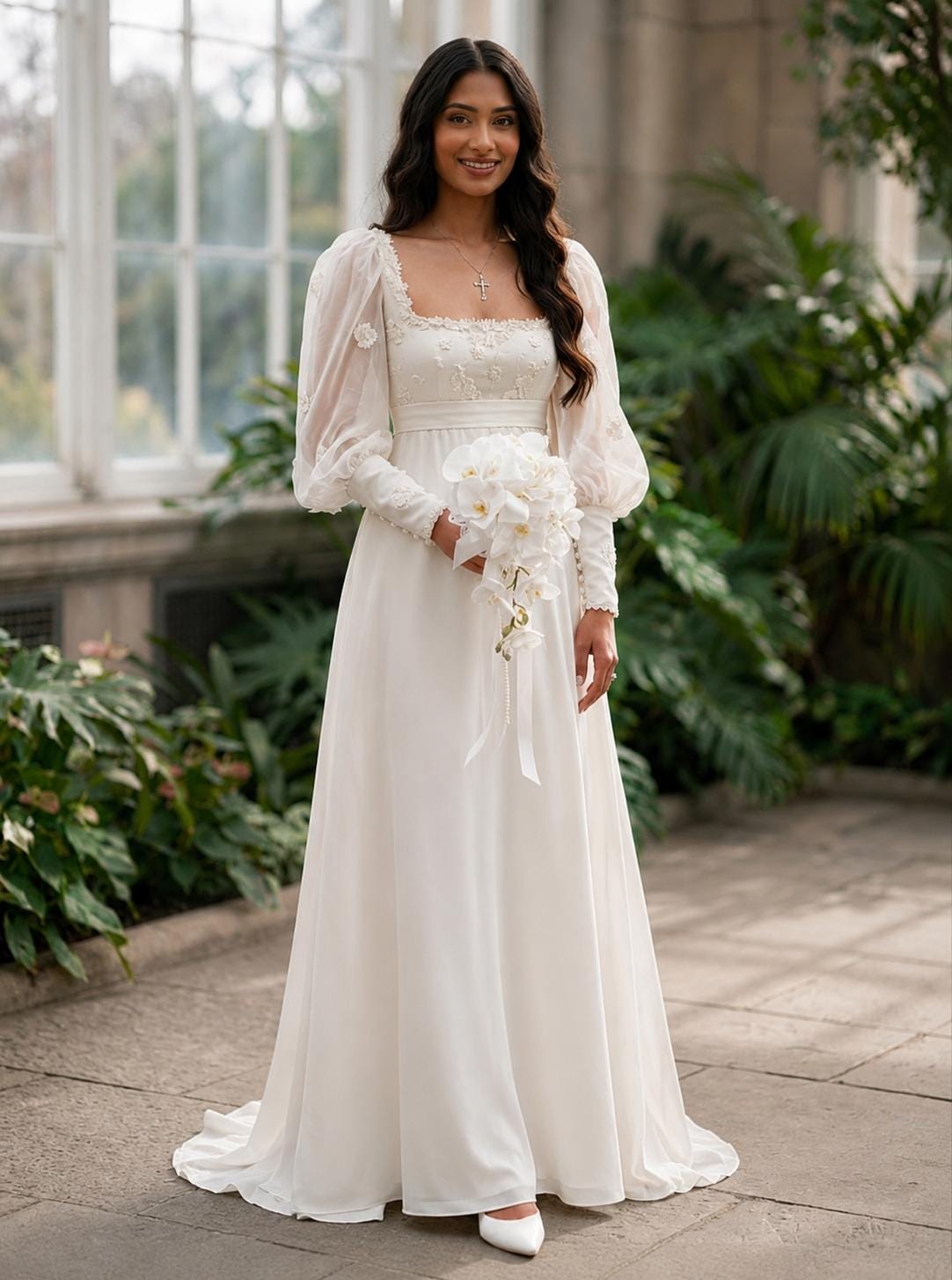 white empire waist dress long sleeve Square Neck Plus size Color:Black (Brooks Brothers) STYLE-SLEEVELESS Momance Fashionable Chiffon Maternity The empire waistline adds