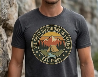 The Great Outdoors Calling Shirt, Camping Graphic Tee, Nature Lover T-Shirt, Unisex Gildan 5000 Hiking Tee Gift
