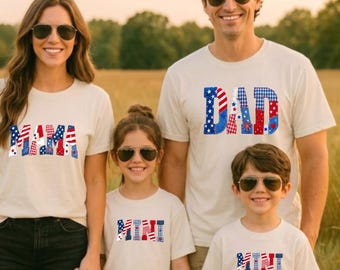 USA 250th Anniversary Family Shirts, Custom USA Birthday Dad Mom Mini Matching Tees, Patriotic Family Party Apparel, Gift for 4th of July