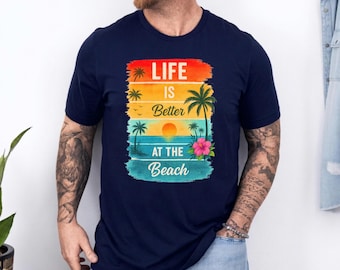 Summer Graphic T-Shirt Bella Canvas 3001, Cute Beach Vibe Tee, Retro Sun Shirt, Aesthetic Vacation Apparel, Soft Cotton Summer Gift for Him