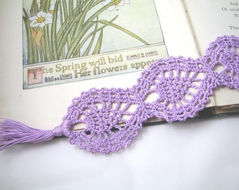 Lace Bookmark - Lavender Pineapple with Tassel - Handmade Crochet - Booklover Gift Library Book Teacher Stocking Stuffer