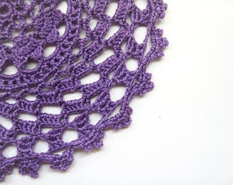 Purple Heart's Delight Doily - Violet, 5.5", Egyptian Cotton - Lace Crochet Home Decor Wedding Housewarming Gift Vintage Modern