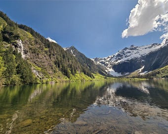 Lago Goat, Washington – Paesaggio alpino montano – Stampa artistica da parete – Download digitale