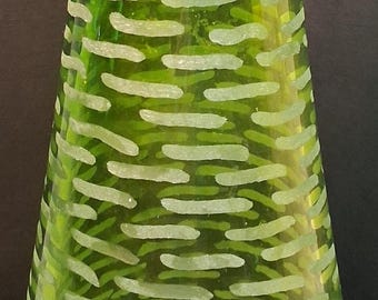 Vintage Lime Green Art Glass Vase, Mid Century Modern Teardrop Hand Blown Bud Vase