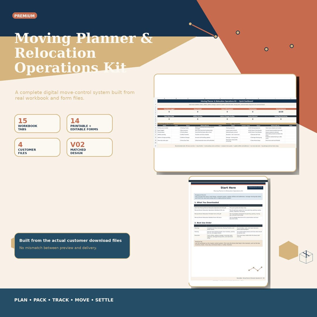 Moving Planner Kit, Printable Checklist Inventory and Box Labels for ...